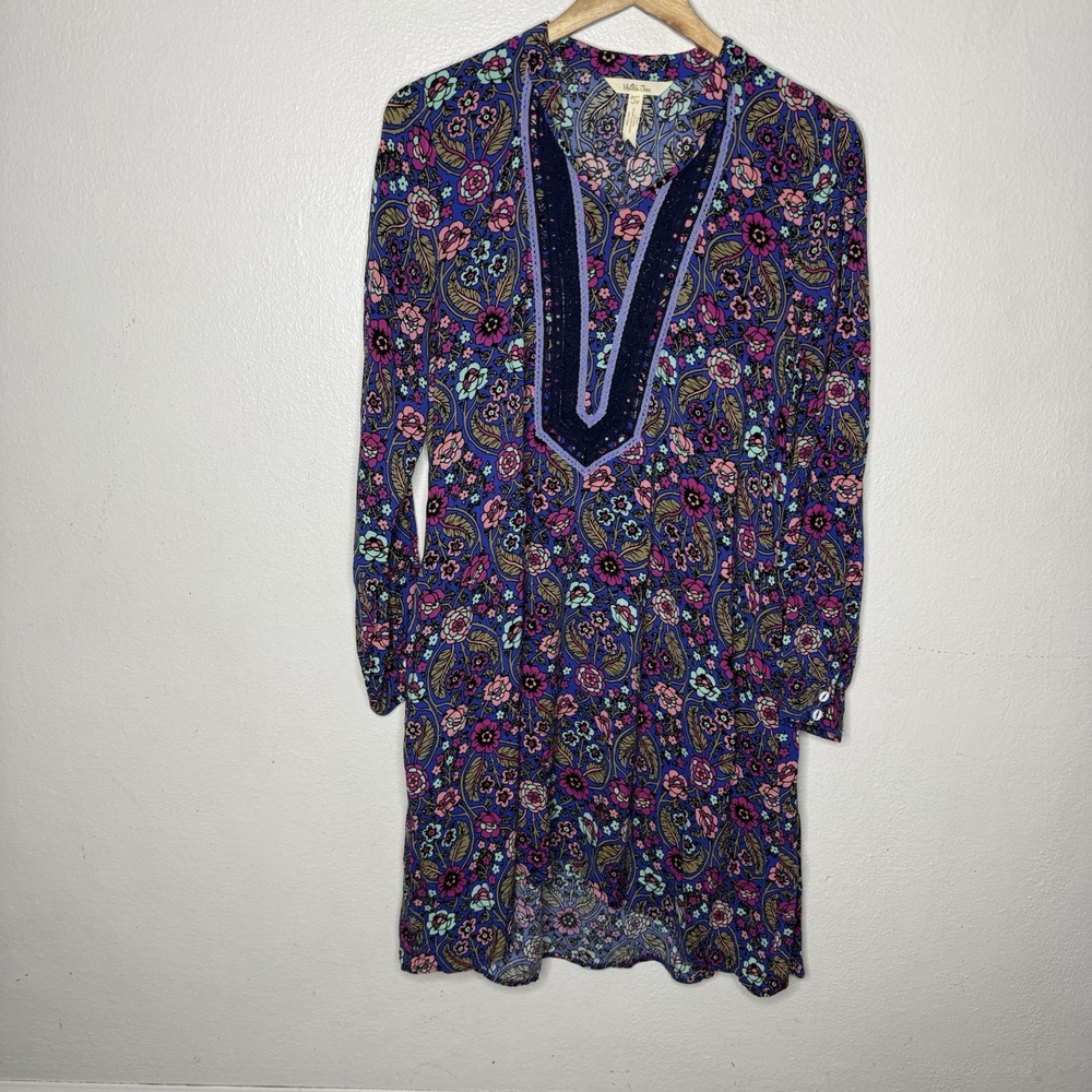 Matilda Jane Thoughts And Dreams Boho Floral Dress Blue Paisley Women's Large